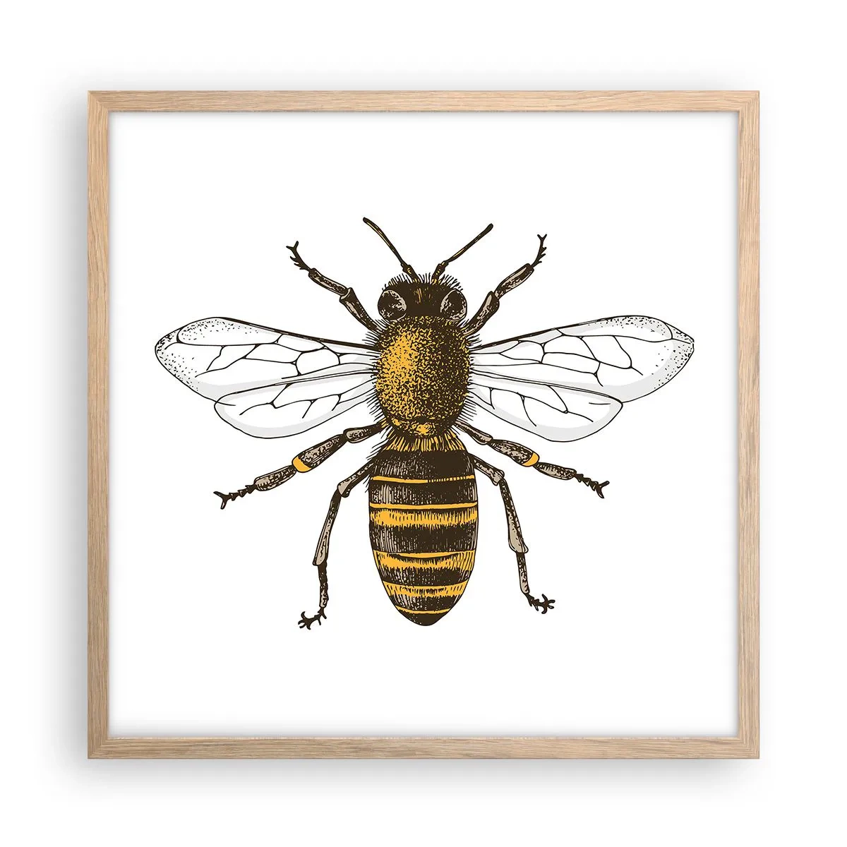 Plakat i ramme af lyst egetræ - Smuk og god - 50x50 cm