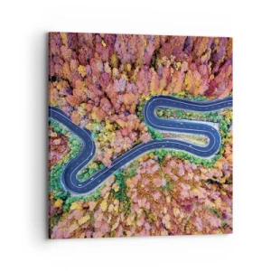 Lærredstryk - Billede på lærred - En snoet vej gennem skoven - 70x70 cm