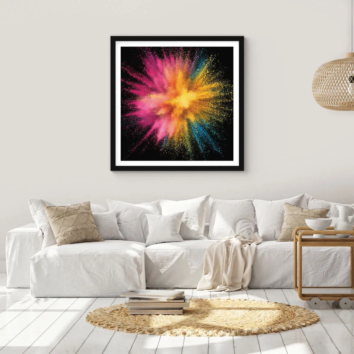 Plakat i sort ramme - Farvernes fødsel - 30x30 cm
