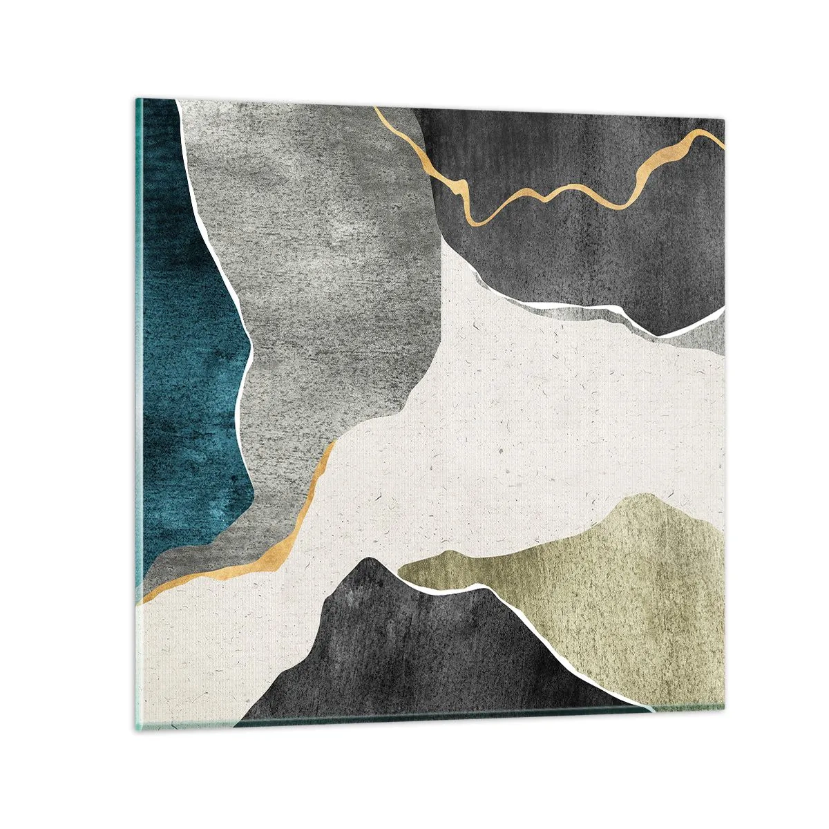 Billede på glas - Mosaikkomposition med en streng af guld - 70x70 cm