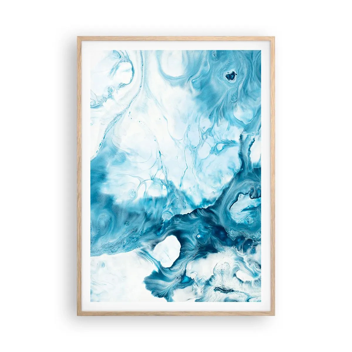 Plakat i ramme af lyst egetræ - Blå koncert - 70x100 cm