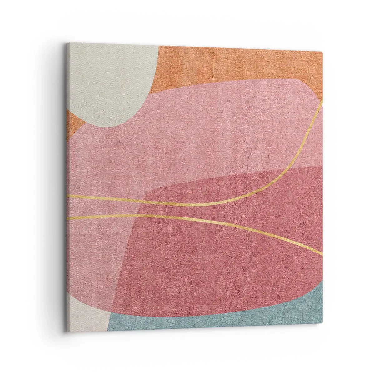 Lærredstryk - Billede på lærred - Pastelkomposition med guldtråd - 50x50 cm