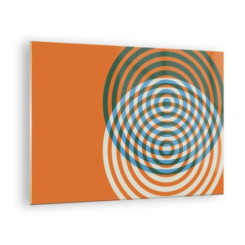 Billede på glas - Abstrakt geometrisk grafik med koncentriske cirkler - 70x50cm - Abstrakt cirkulær variation - Moderne vægdekoration til stue og soveværelse ARTTOR