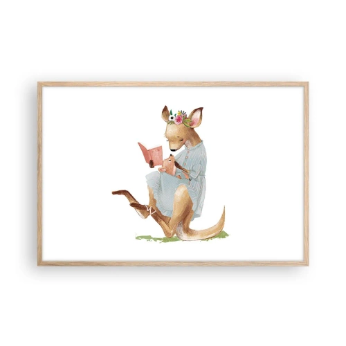 Plakat i ramme af lyst egetræ - Læs for mig, mor - 91x61 cm