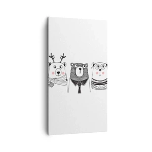 Lærredstryk - Billede på lærred - Bamse, bamse, bamse og bamse - 45x80 cm