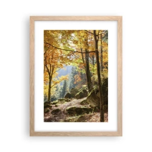 Plakat i ramme af lyst egetræ - Tid til at slappe af - 30x40 cm