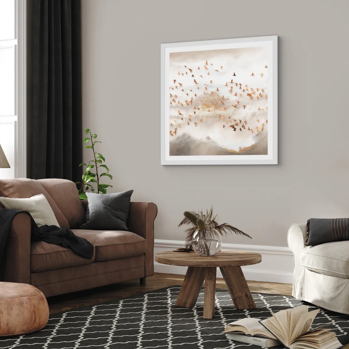 Plakat i hvid ramme - Det er på tide... - 50x50 cm