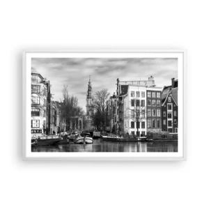 Plakat i hvid ramme - Amsterdam stemning - 91x61 cm
