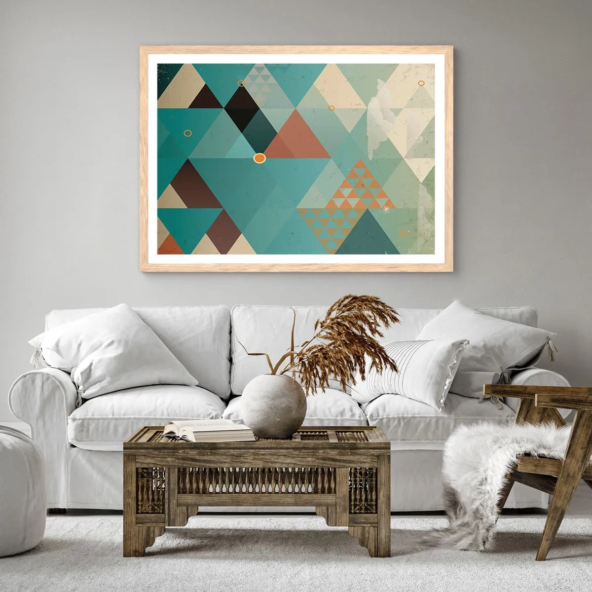 Plakat i ramme af lyst egetræ - Enhed af mangfoldighed, mangfoldighed af enhed - 91x61 cm