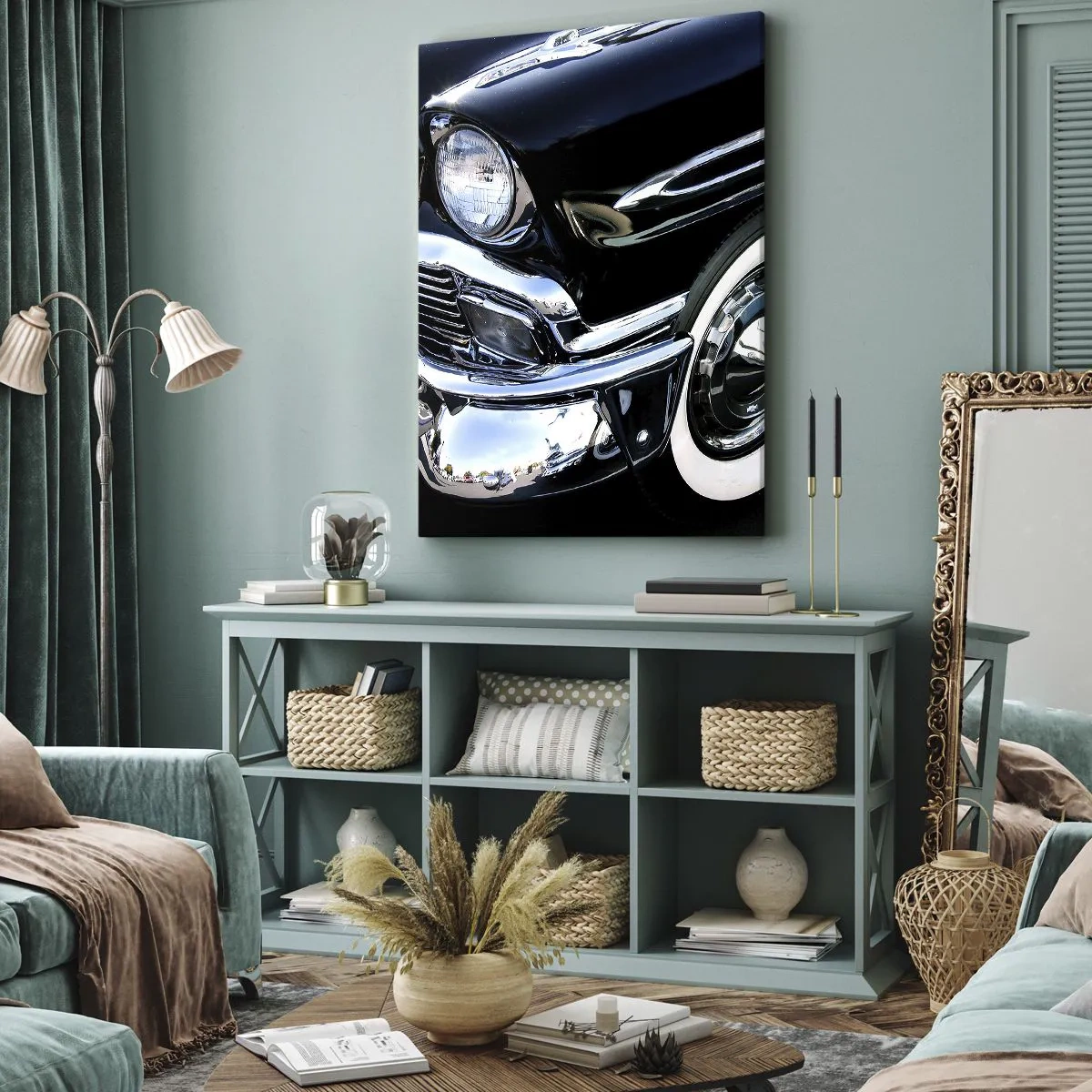 Lærredstryk - Billede på lærred - Klassikere i sølv, sort og hvid - 50x70 cm