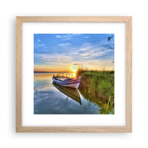 Plakat i ramme af lyst egetræ - Bugt med opfyldte drømme - 30x30 cm