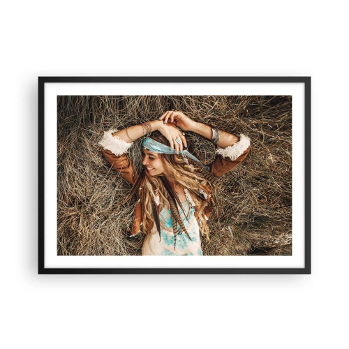 Plakat i sort ramme - På vej til kærlighedens sommer - 70x50 cm