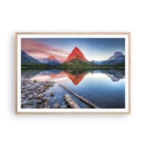 Plakat i ramme af lyst egetræ - Varme og kulde - 100x70 cm