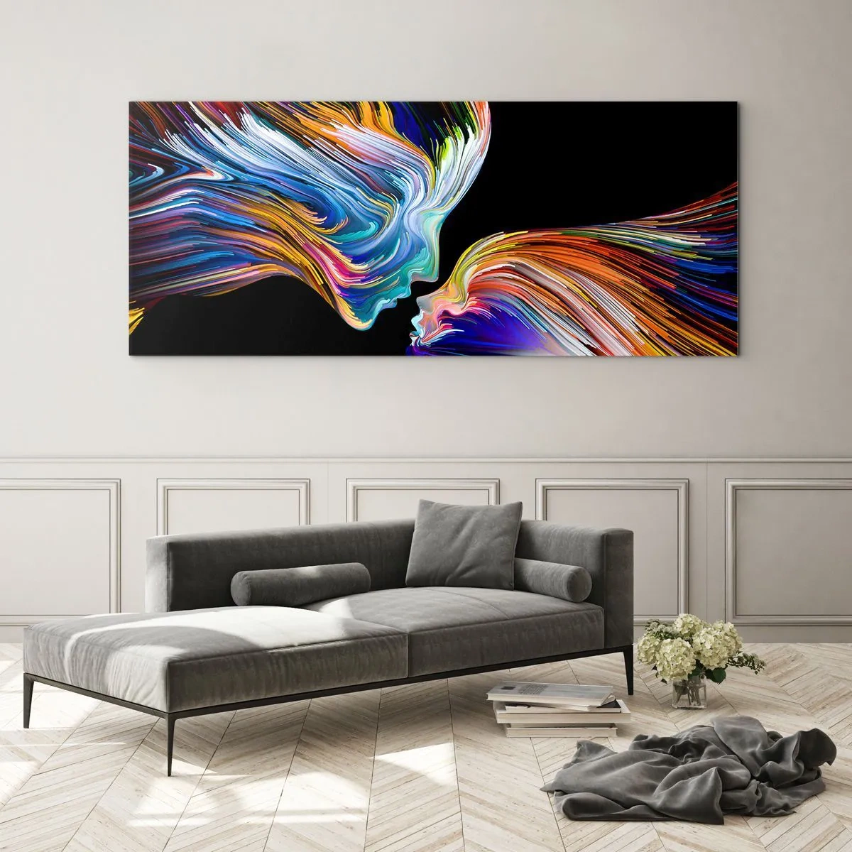 Billede på glas - Fusion af energi og lys - 90x30 cm