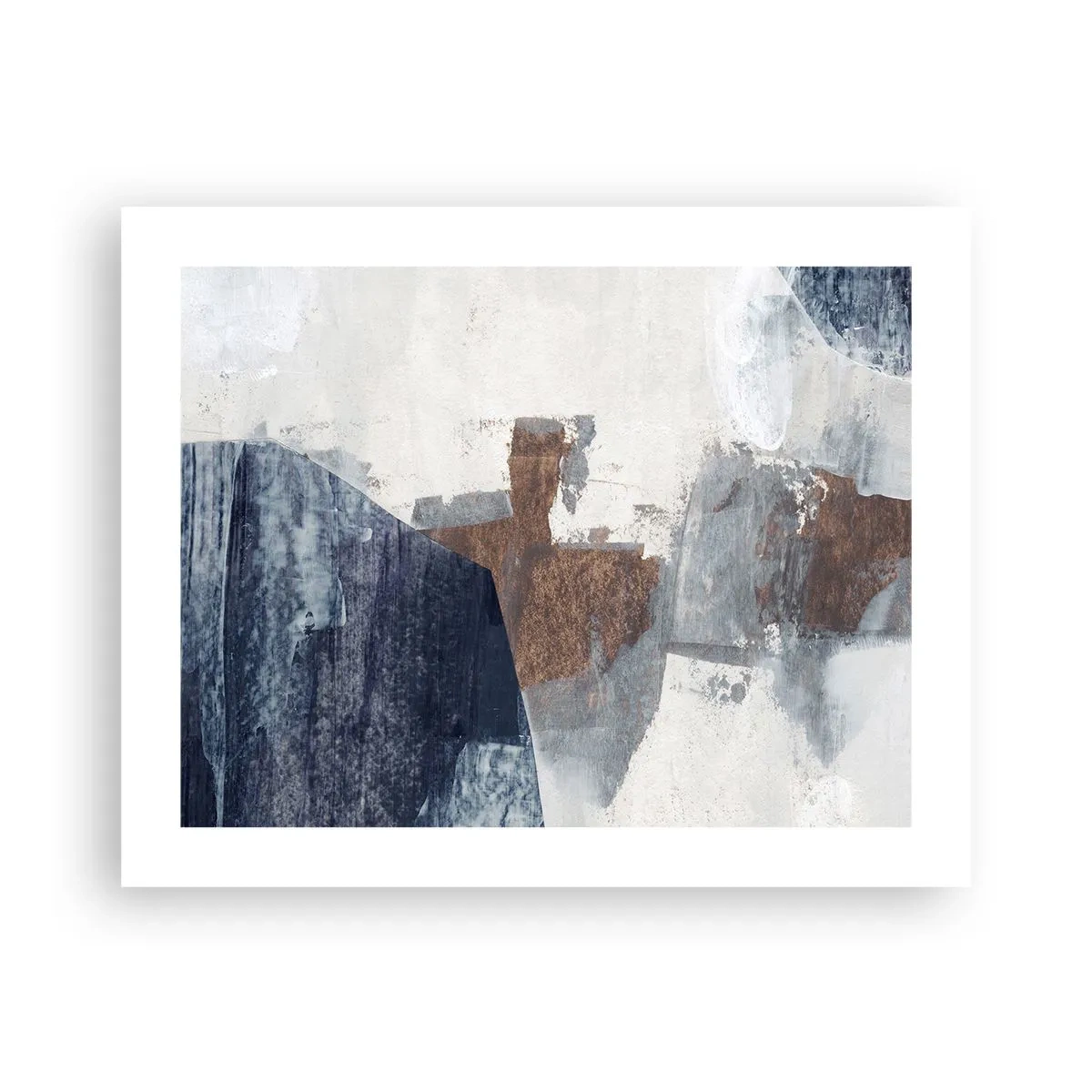 Plakat - Blåbrune former - 50x40 cm