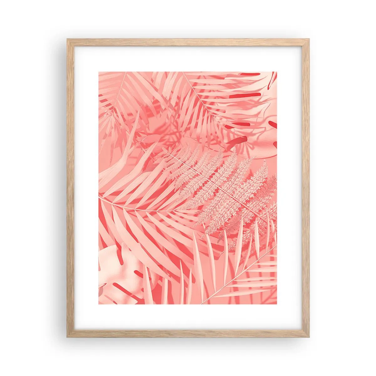 Plakat i ramme af lyst egetræ - Lyserødt koncept - 40x50 cm