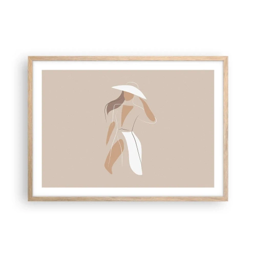 Plakat i ramme af lyst egetræ - Mode er sjovt - 70x50 cm