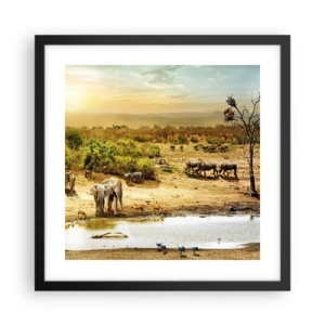 Plakat i sort ramme - "Og ud af Eden flød en flod...". - 40x40 cm