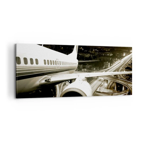 Lærredstryk - Billede på lærred - Stiger ind i natten - 100x40 cm