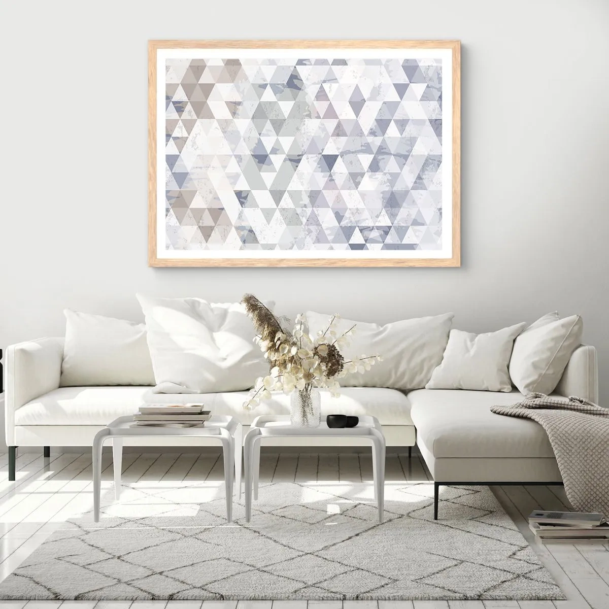 Plakat i ramme af lyst egetræ - I takt på tre - 50x40 cm