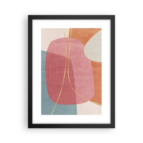 Plakat i sort ramme - Pastelkomposition med guldtråd - 30x40 cm