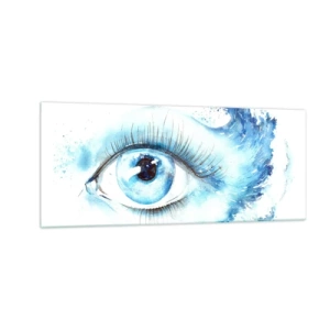Billede på glas - Fordyb dig i det blå i dit blik - 100x40 cm