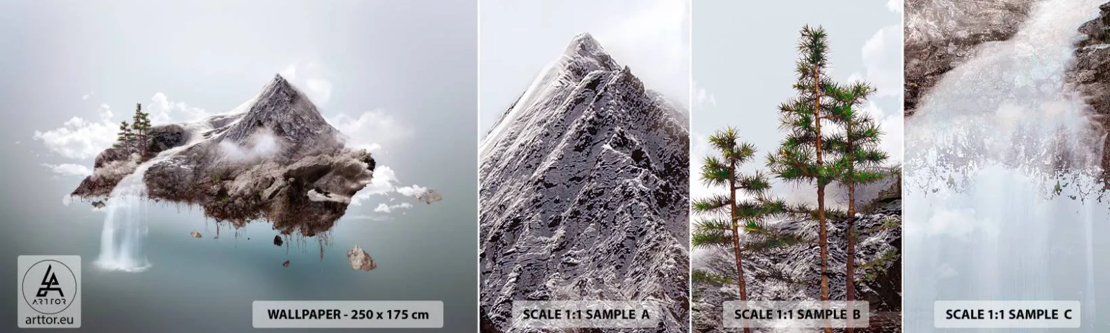 Prøve Fototapet Selvklæbende Deluxe Sticker - Set gennem en surrealists øjne - Abstraktion, Fantasi, Ø - 100x30 cm