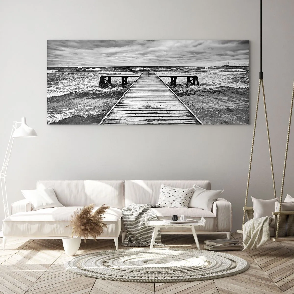 Billede på glas - Jeg venter på, at vinden blæser væk... - 90x30 cm