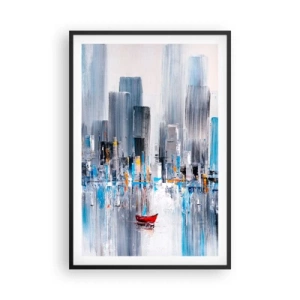 Plakat i sort ramme - Metropolis ved bugten - 61x91 cm