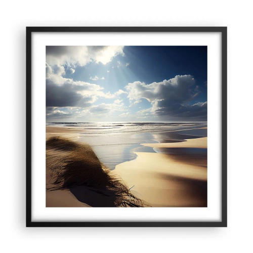 Plakat i sort ramme - Strand, vild strand - 50x50 cm