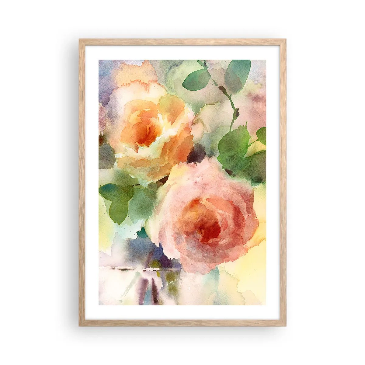 Plakat i ramme af lyst egetræ - Delikat som akvarelfarve - 50x70 cm