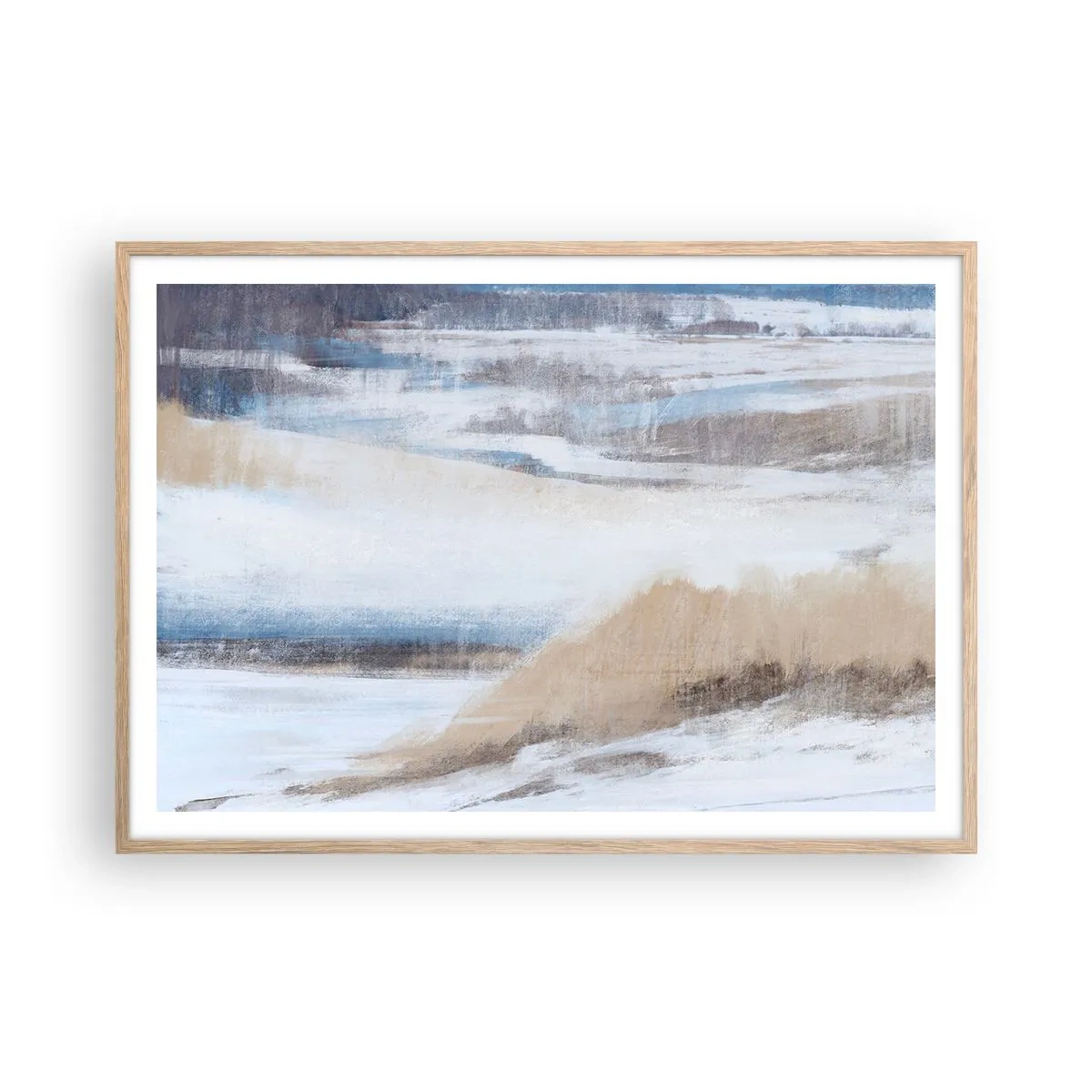 Plakat i ramme af lyst egetræ - Vinterkomposition - 100x70 cm