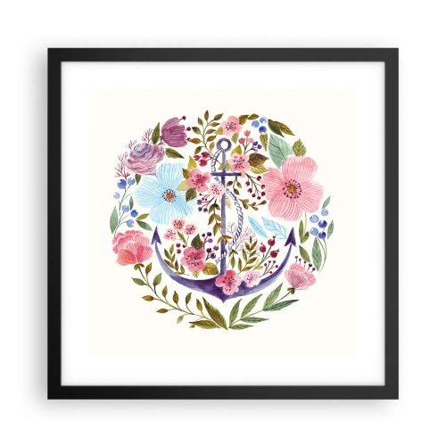 Plakat i sort ramme - En sømands gode nattesøvn - 40x40 cm