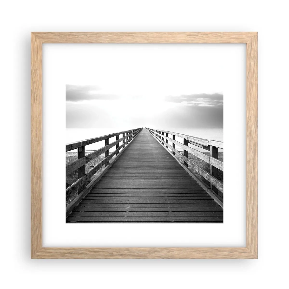 Plakat i ramme af lyst egetræ - Ind i det fjerne… - 30x30 cm