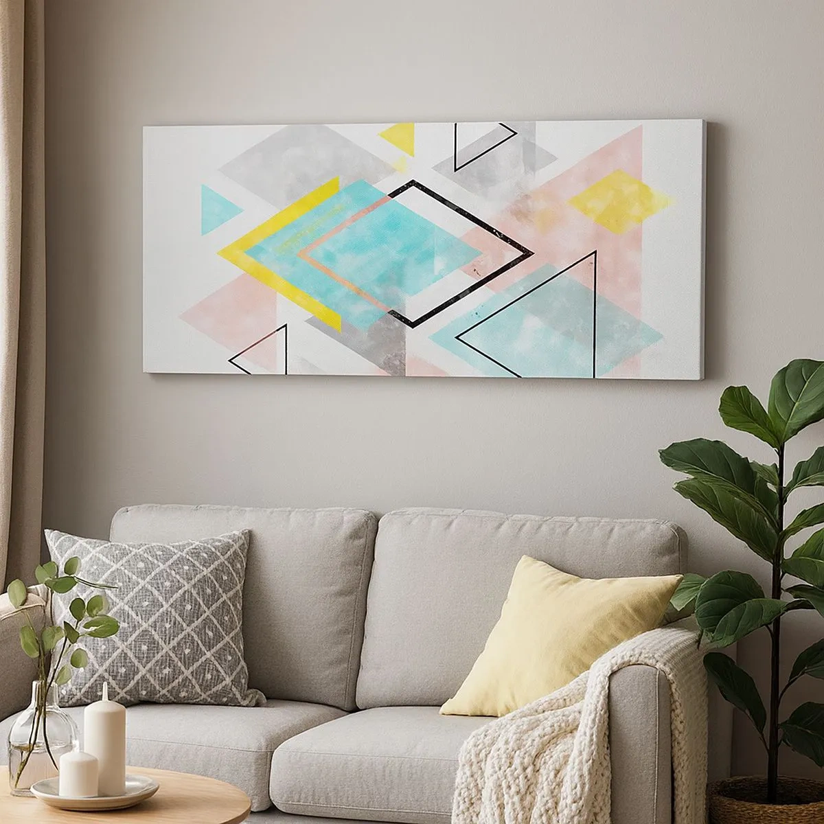 Lærredstryk - Billede på lærred - Geometrisk leg - 100x40 cm