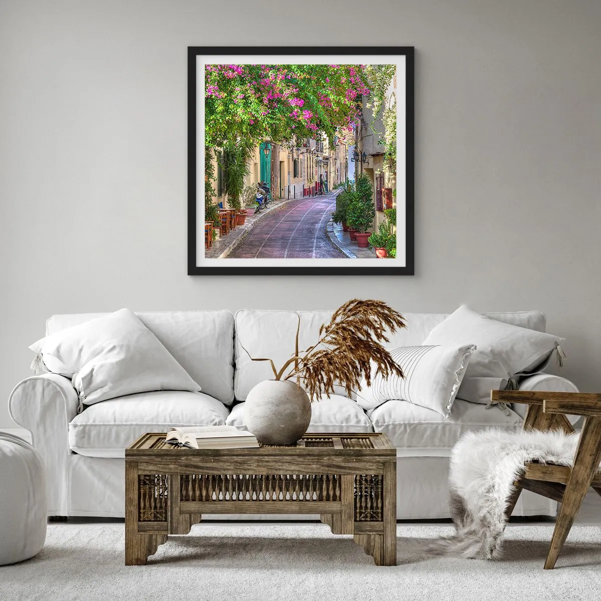 Plakat i sort ramme - En blomstrende gyde - 50x50 cm