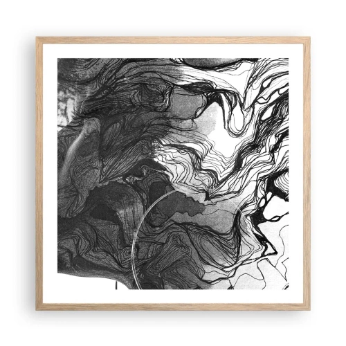 Plakat i ramme af lyst egetræ - Forviklet i drømme - 60x60 cm