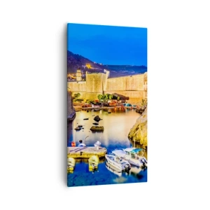 Lærredstryk - Billede på lærred - En lysende nat på Adriaterhavet - 55x100 cm