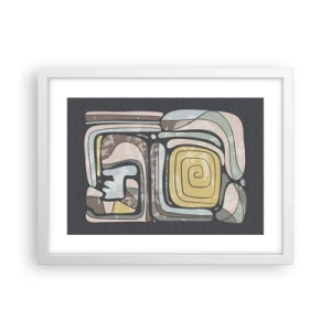 Plakat i hvid ramme - Abstraktion i en præcolumbiansk ånd - 40x30 cm