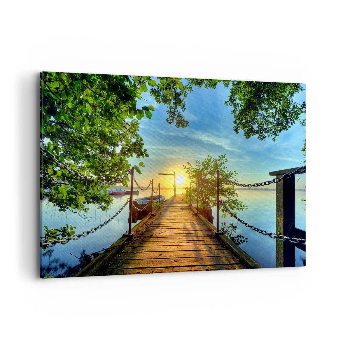 Lærredstryk - Billede på lærred - Mod vest ved vandet - 120x80 cm