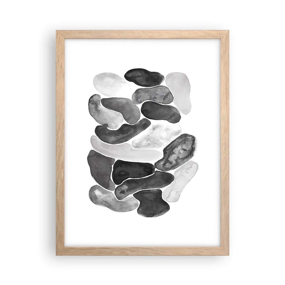 Plakat i ramme af lyst egetræ - Stenet abstraktion - 30x40 cm