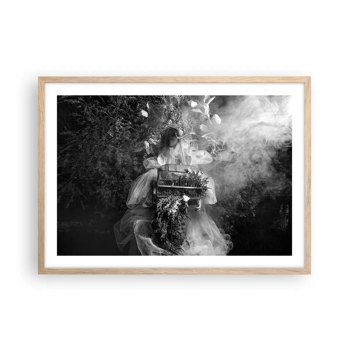 Plakat i ramme af lyst egetræ - Selve Moder - Naturen - 70x50 cm