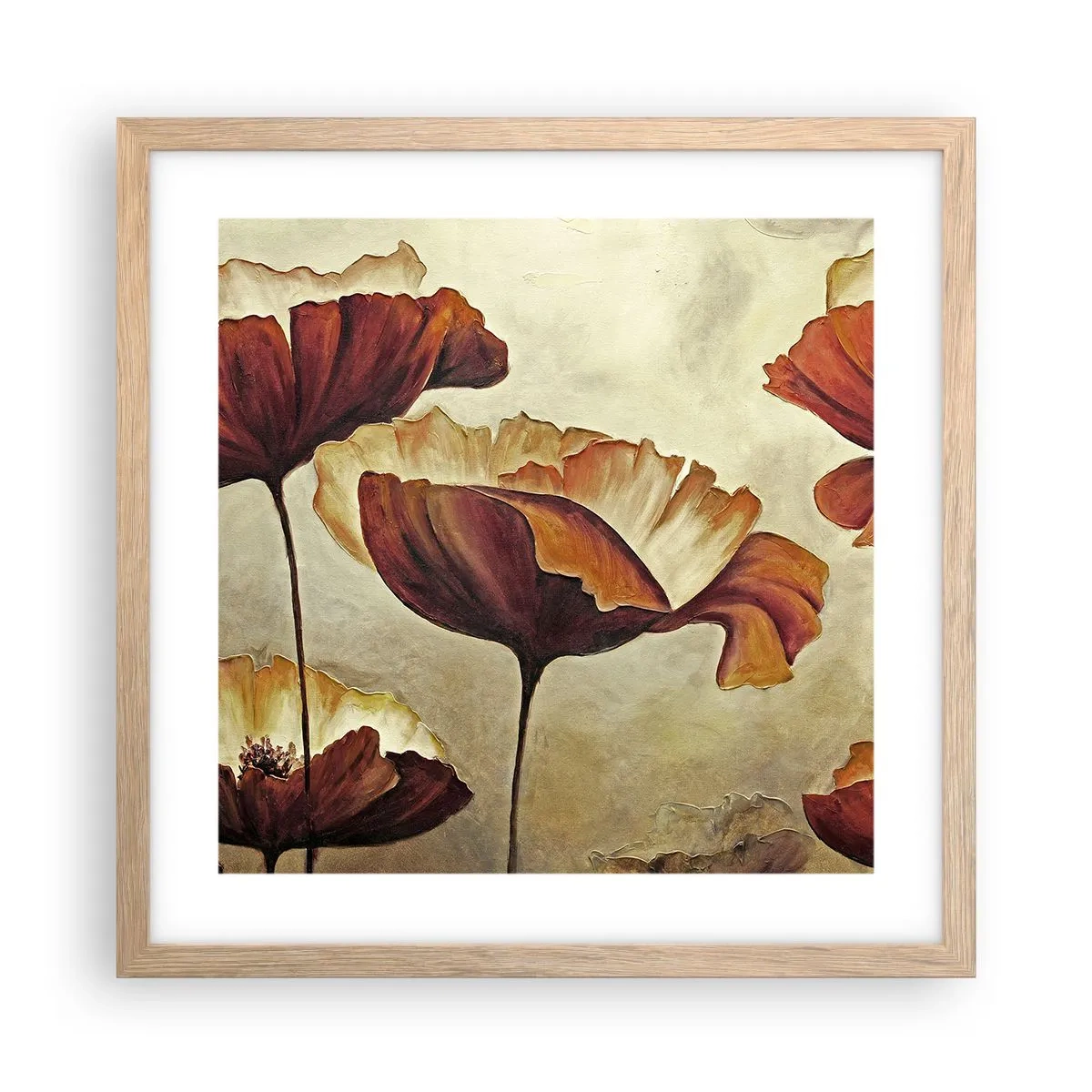 Plakat i ramme af lyst egetræ - Marker - 40x40 cm