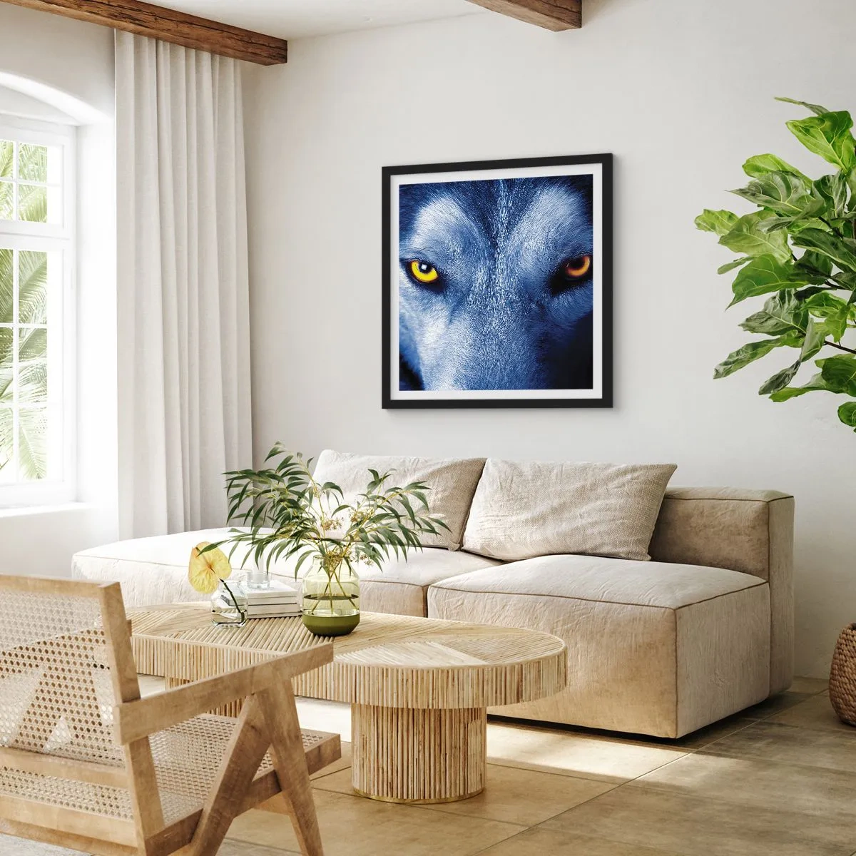 Plakat i sort ramme - Et hypnotiserende udseende - 50x50 cm