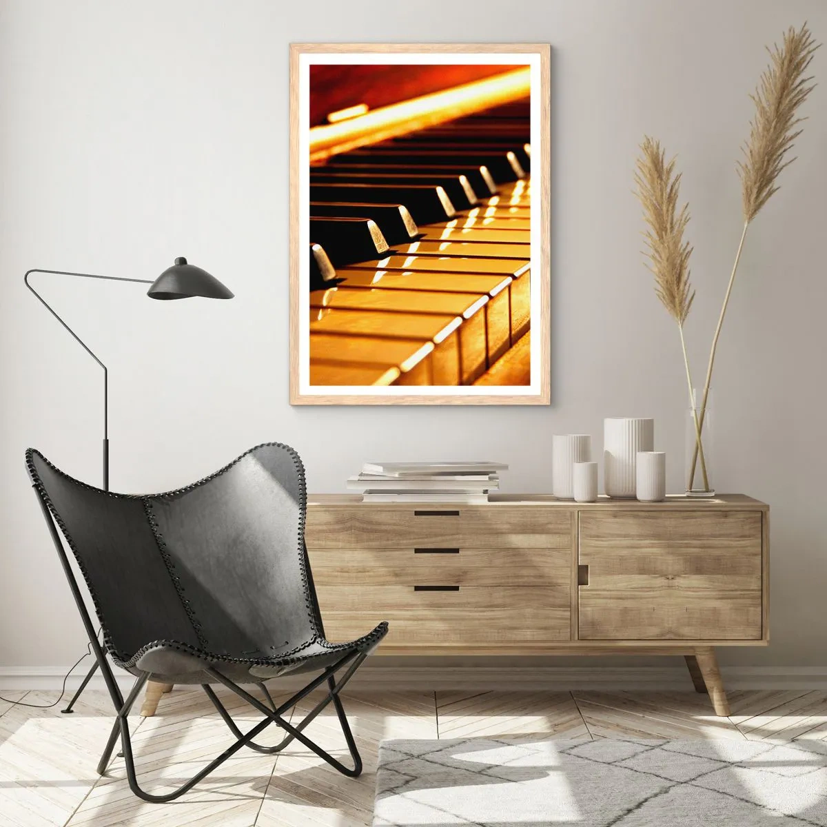 Plakat i ramme af lyst egetræ - Ubegrænsede muligheder - 70x100 cm