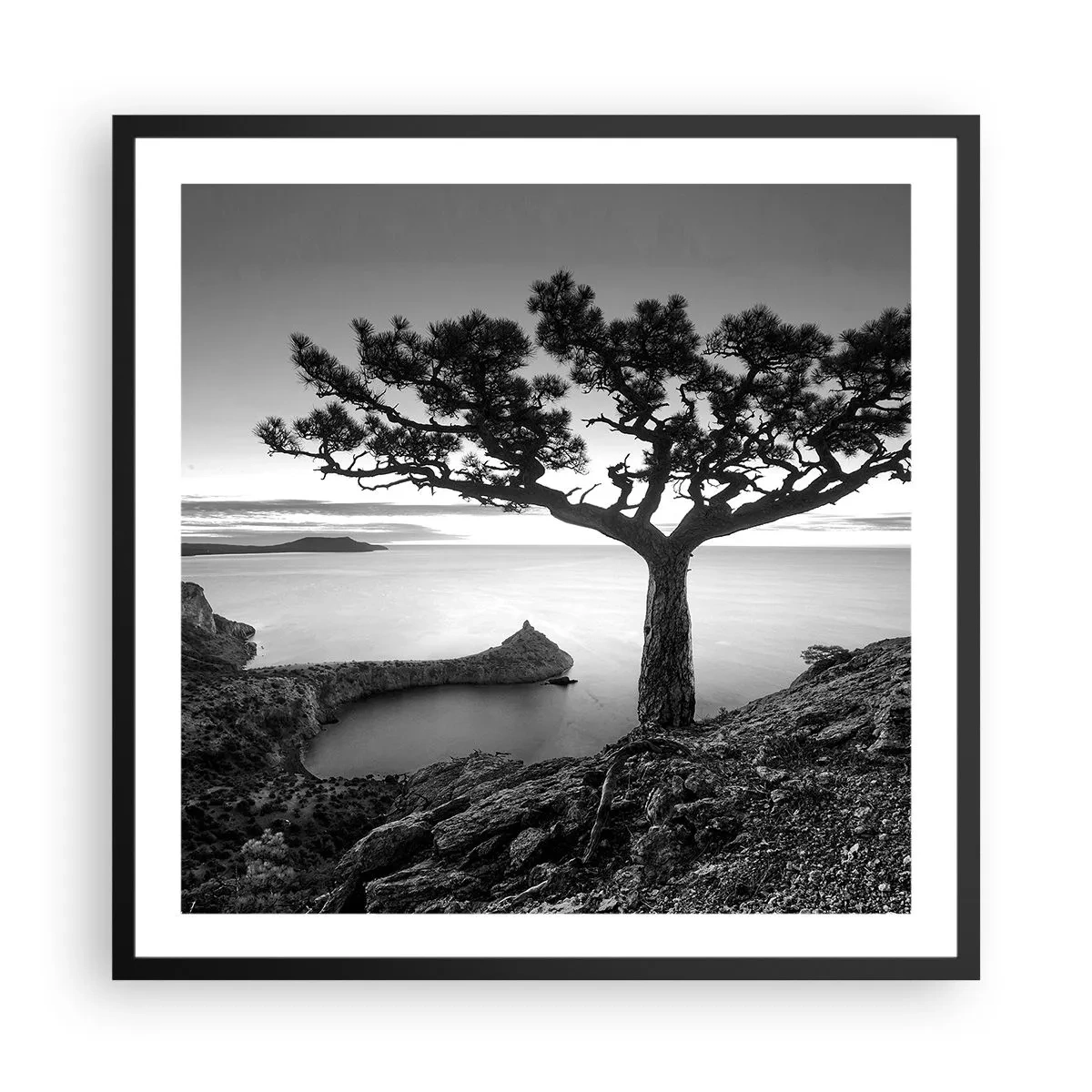 Plakat i sort ramme - Fred hele vejen til horisonten - 60x60 cm