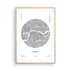 Plakat i ramme af lyst egetræ - Londons anatomi - 70x100 cm