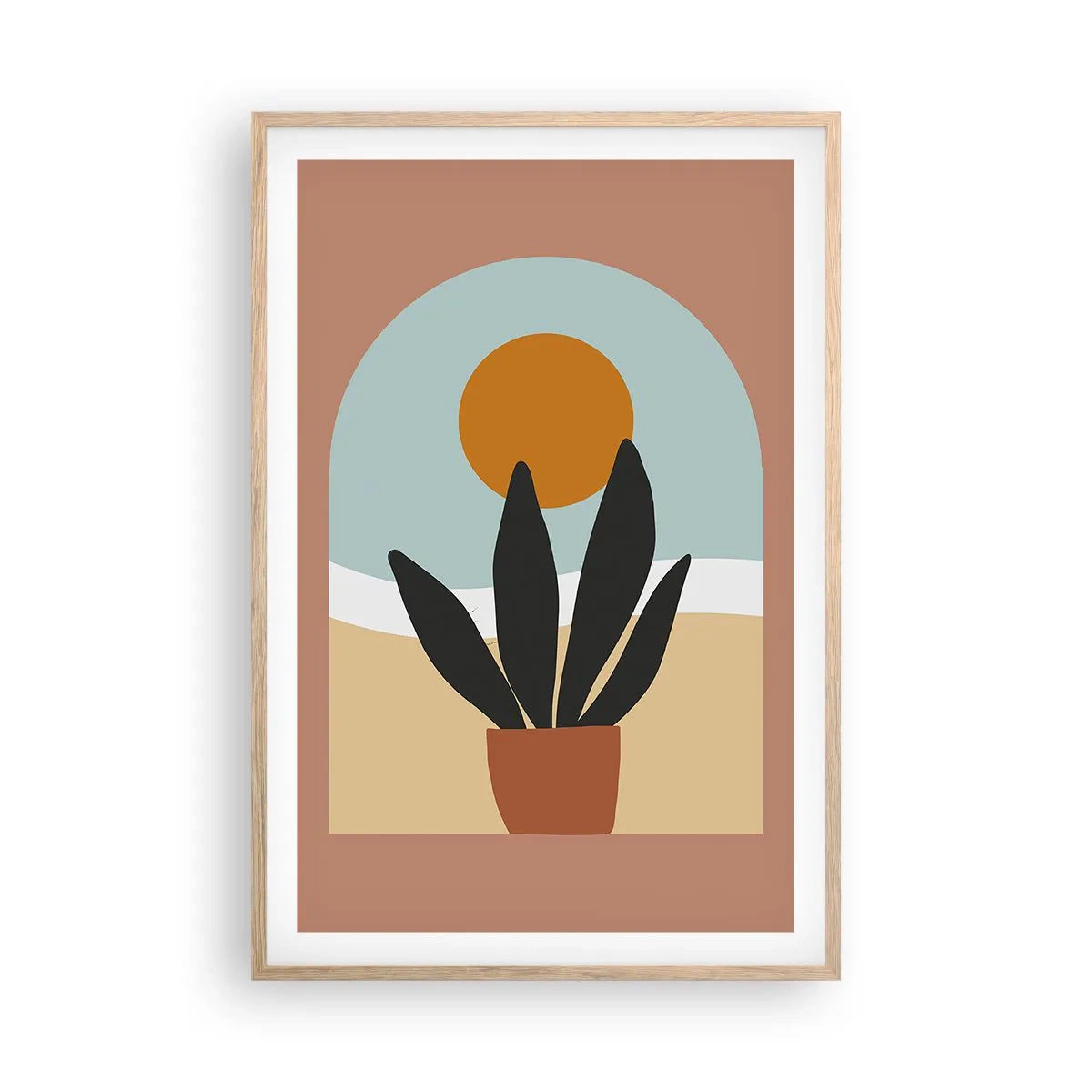 Plakat i ramme af lyst egetræ - Små glæder - 61x91 cm