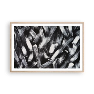 Plakat i ramme af lyst egetræ - Abstraktion i den industrielle ånd - 91x61 cm