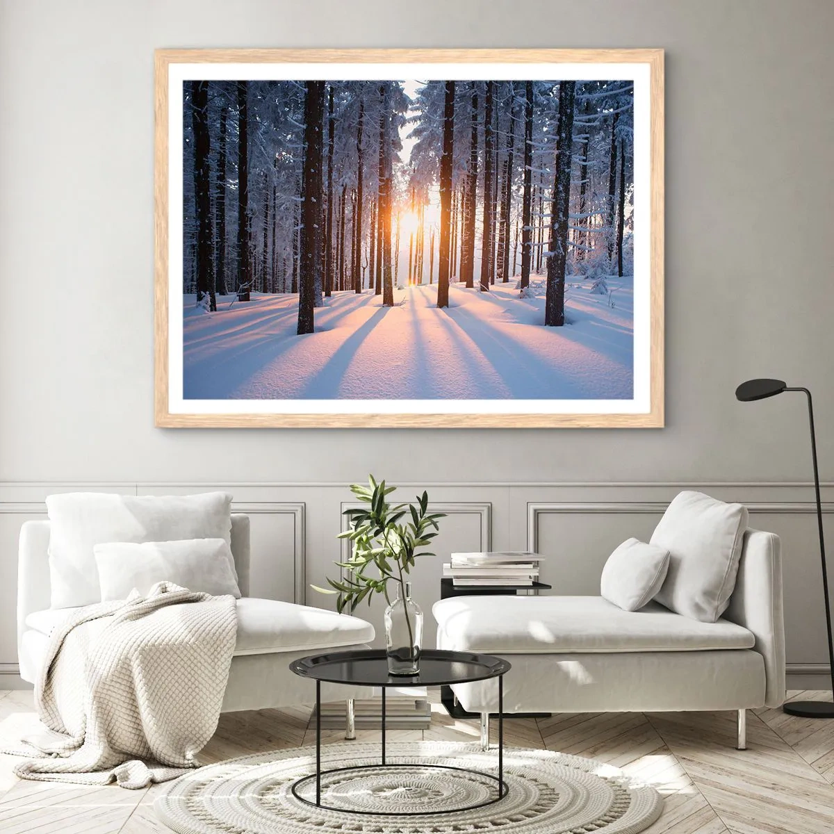 Plakat i ramme af lyst egetræ - Klart i sort og hvidt - 100x70 cm